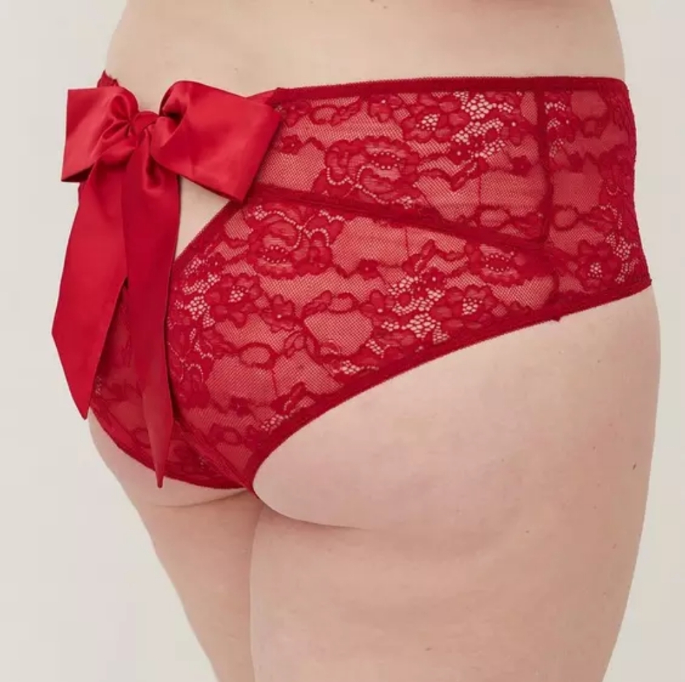 Torrid Red Lace High-Cut Panties with Satin Bow